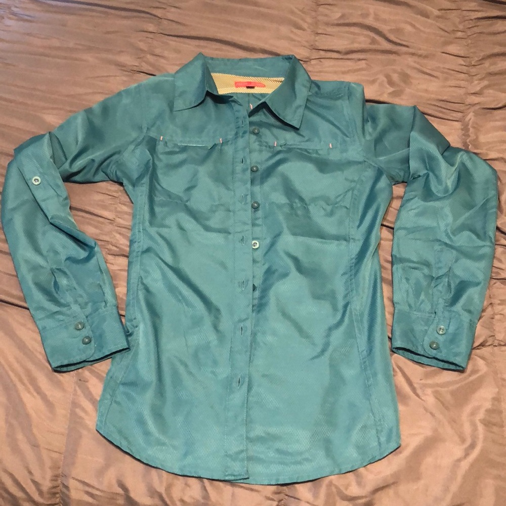 Turquoise fishing shirt